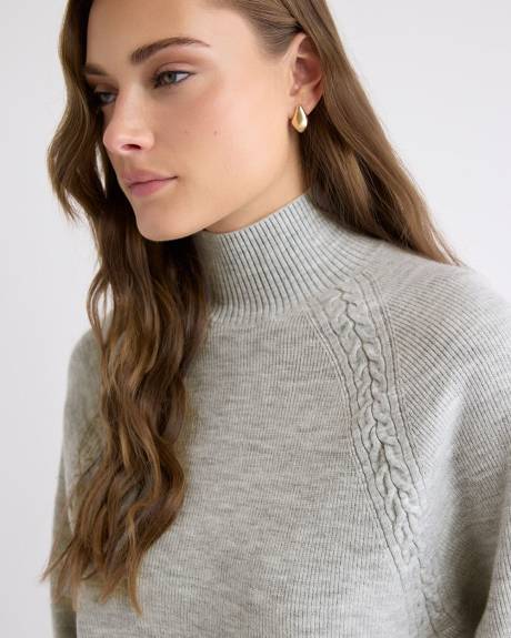 Long-Sleeve Mock-Neck Ribbed Pullover