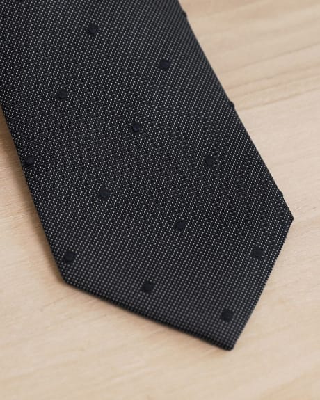 Cravate Régulière Bleue Foncée à Pois Texturés