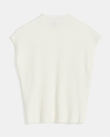 Extended Sleeve Ribbed Knit Sweater