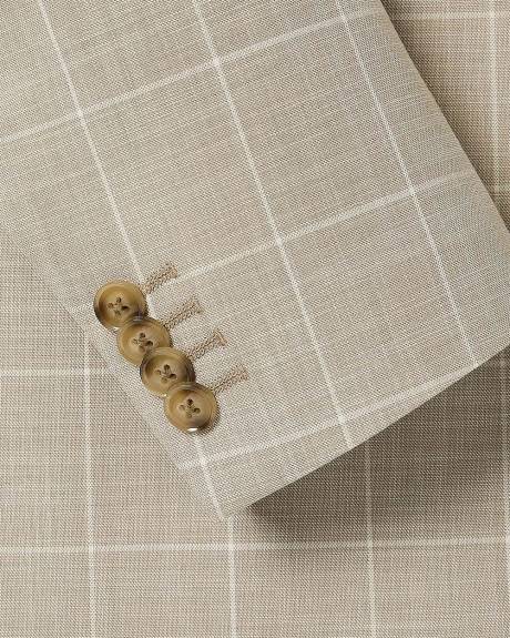 Veston de Complet Carreauté Taupe à Coupe Ajustée