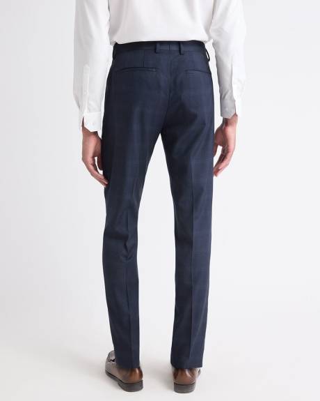 Slim-Fit Navy Checkered Suit Pant