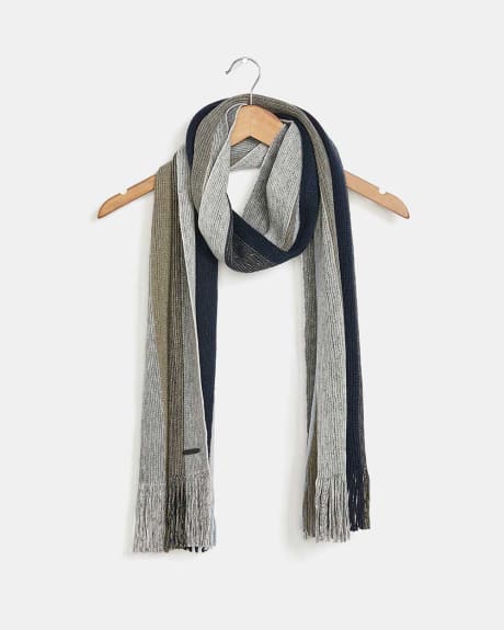 Knitted Light Blue Striped Scarf