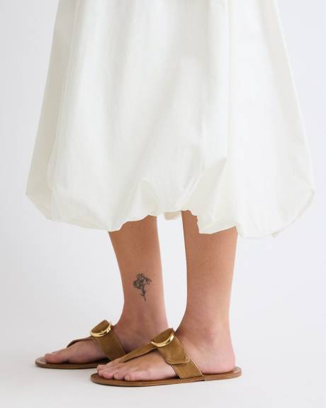 Mix-Media Sleeveless Midi Dress with Bubble Hem