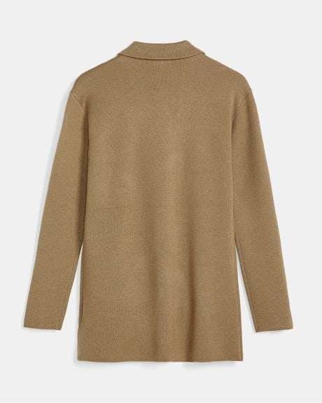 Long One-Button Sweater Blazer