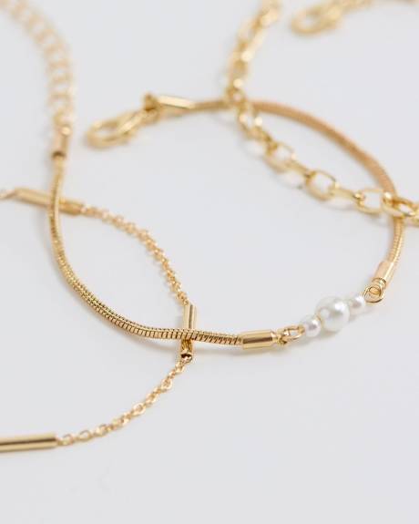 Three-Chain Bracelet with Pearl