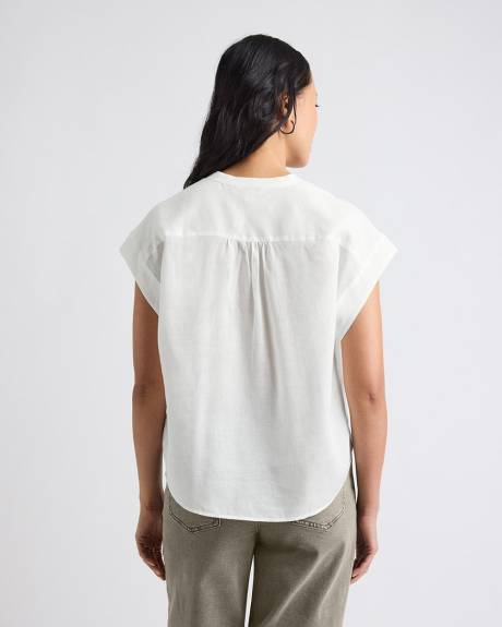 Blouse &agrave; Manches Tr&egrave;s Courtes et Col V