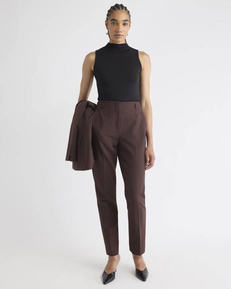 Haut Côtelé Ajusté Sans Manches à Col Montant en Tricot Luxueux