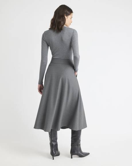 Wool-Blend High-Rise Flare Midi Skirt