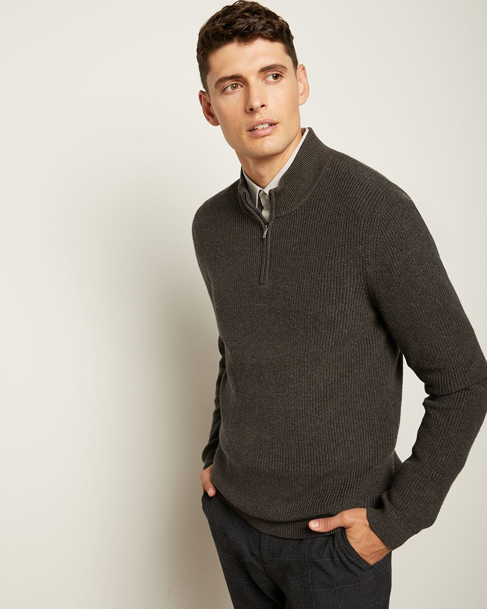 Zipped mock-neck sweater | RW&CO.
