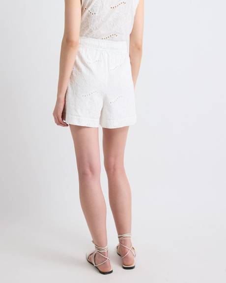 Short Brod&eacute; &agrave; Taille Mi-Haute &agrave; Enfiler