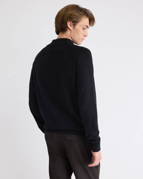 Long-Sleeve Half-Zip Mock-Neck Sweater