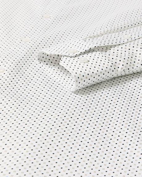 Chemise Habill&eacute;e Blanche &agrave; Coupe &Eacute;troite &agrave; Micro Motif G&eacute;om&eacute;trique