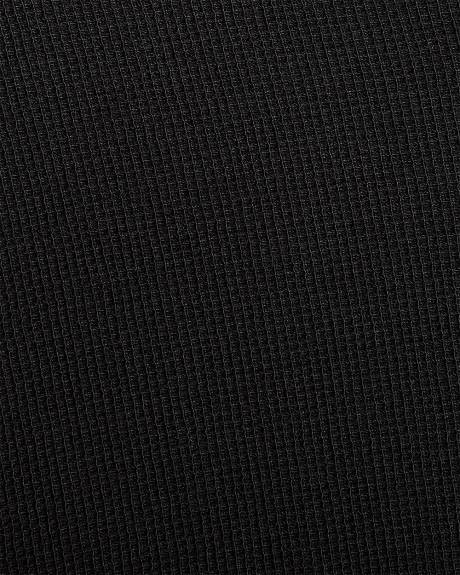 T-Shirt Gaufré à Manches Longues et Col Rond