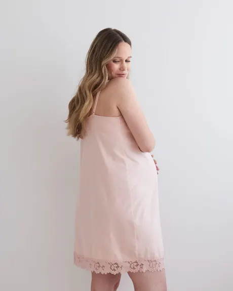 Nursing Nightdress with Lace Trims - Thyme Maternity
