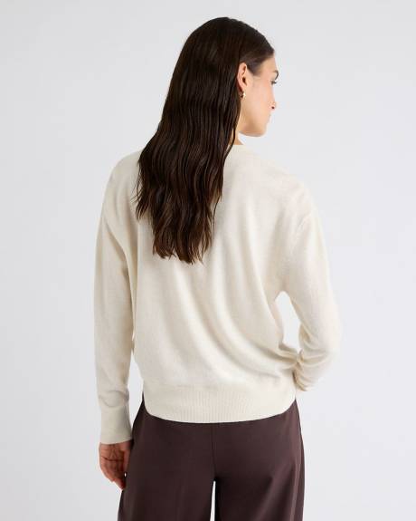Merino Wool V-Neck Drop Shoulder Sweater