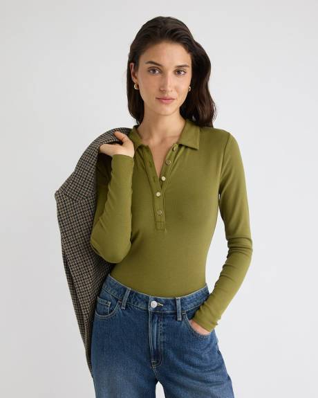 Luxe Knit Long-Sleeve Polo
