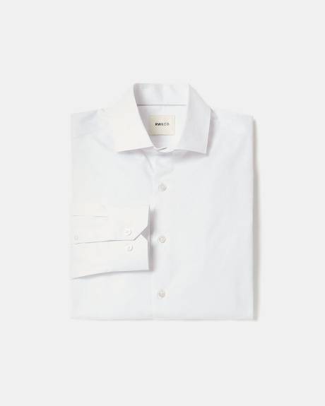 White Slim-Fit Dress Shirt with Tonal Twine