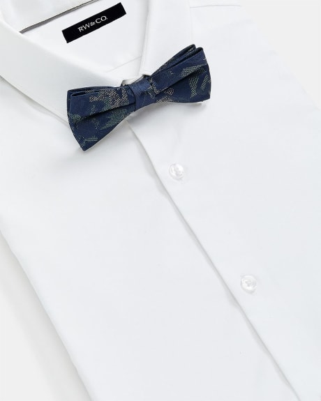 Navy Bow Tie with Green Flowers