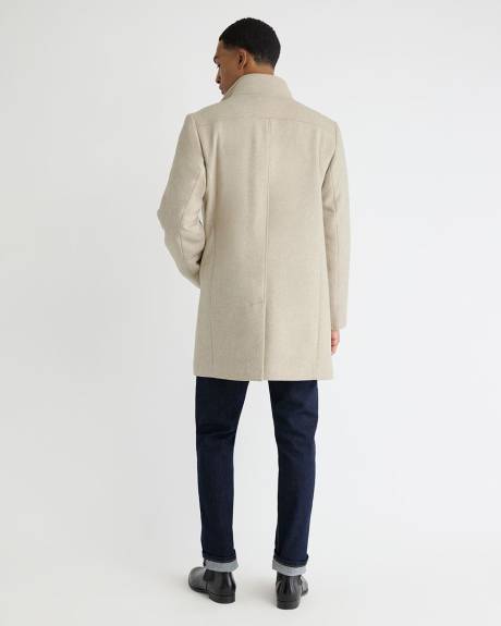Classic Solid Mock-Neck Wool Coat with Dickey