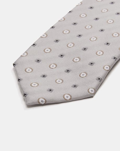 Regular Light Grey Tie With Tiny Circles