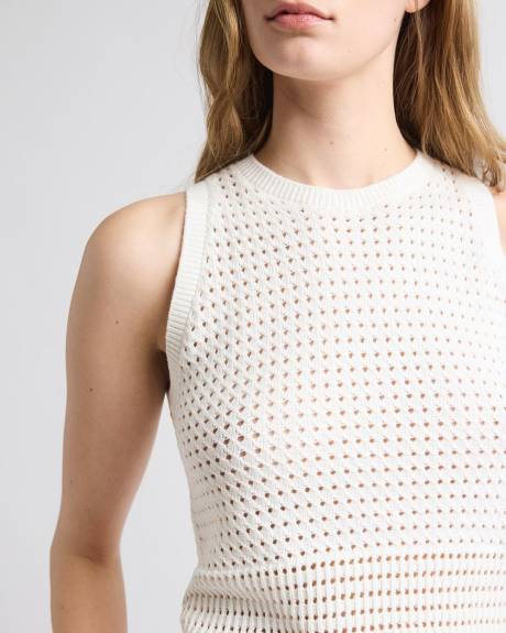 Pull Court Crocheté Sans Manches