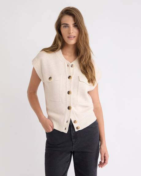 Sleeveless Bomber Cardigan