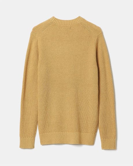 Waffle Crew-Neck Pullover Sweater