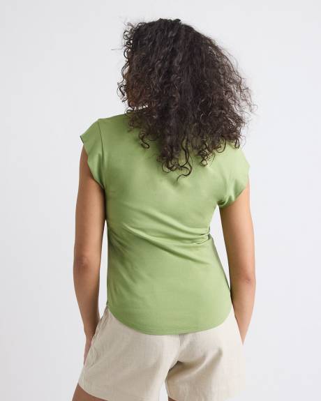 T-Shirt Classique à Manches Courtes et Col V