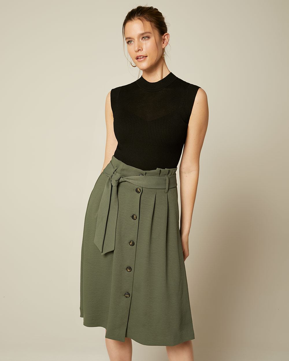 Belted High-Waist Paper Bag Skirt | RW&CO.