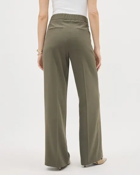Pantalon Long en Crêpe à Jambe Large et Taille Haute