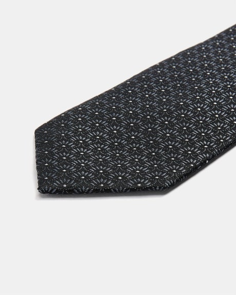 Cravate Gris Foncé Régulière à Motif Géométrique Tonale