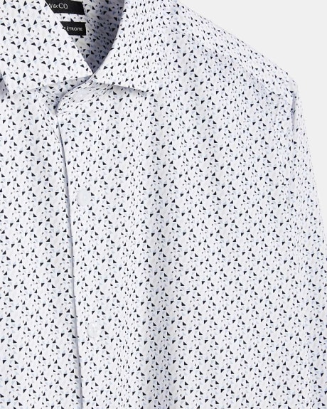 Slim Fit Spread Collar Dress Shirt with Micro Print