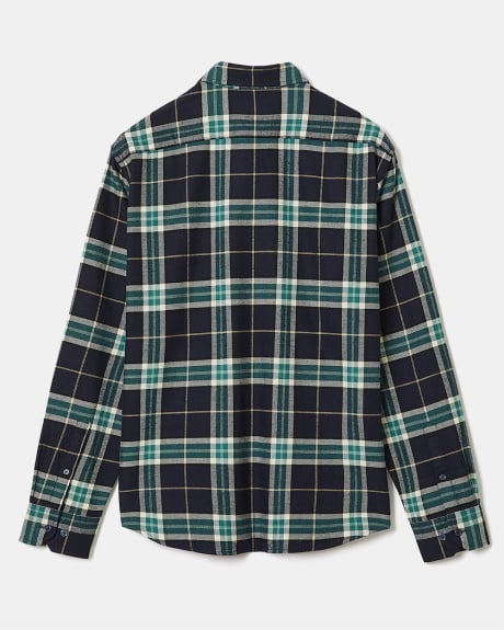 Regular Fit Checkered Navy and Teal Flannel Shirt