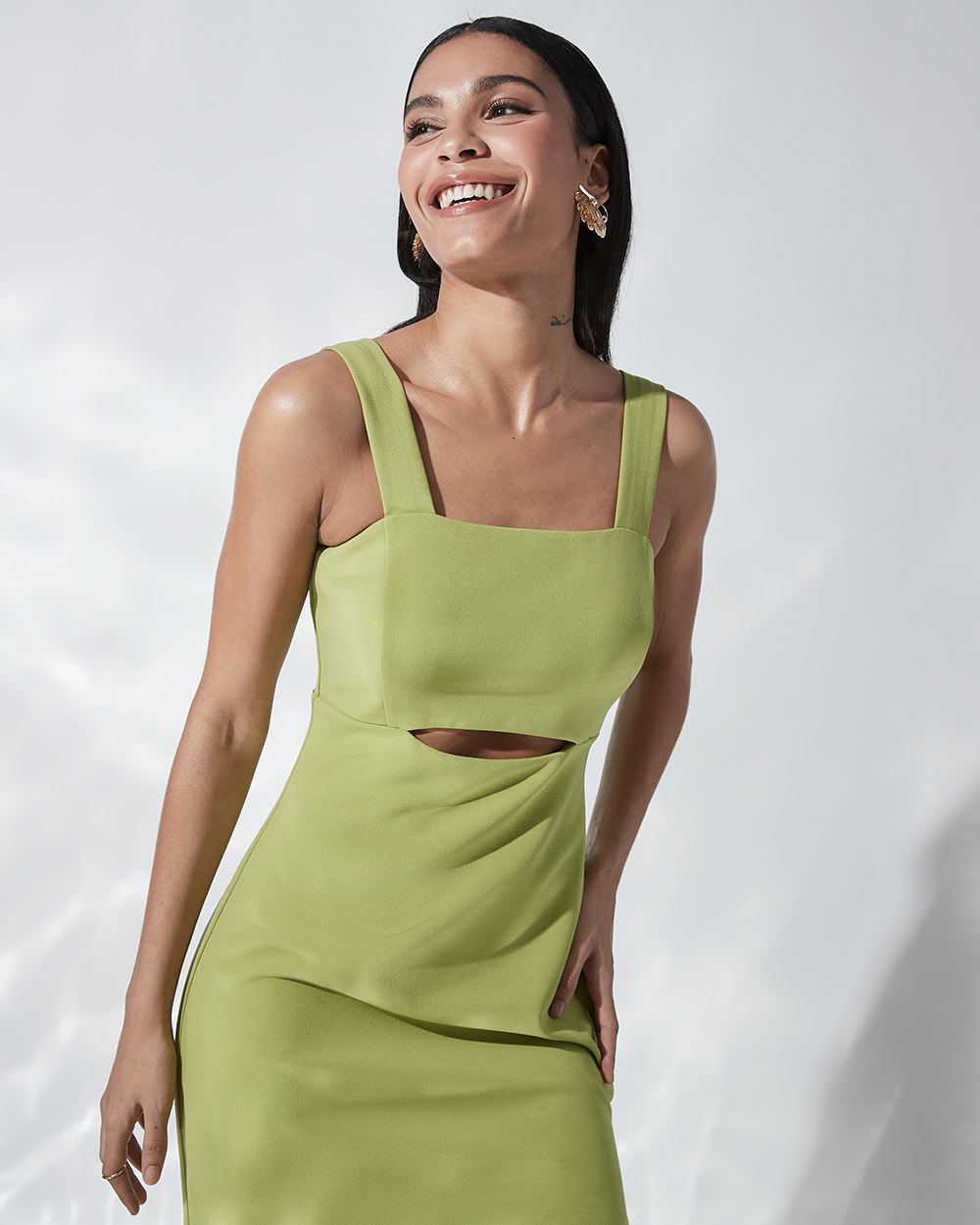 Knit Crepe Sleeveless Square-Neck Cocktail Dress with Cutout | RW&CO.
