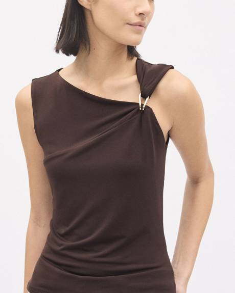 Sleeveless Top with Asymmetrical Neckline