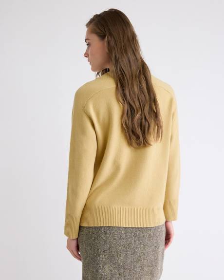 Long-Sleeve V-Neck Merino-Blend Sweater