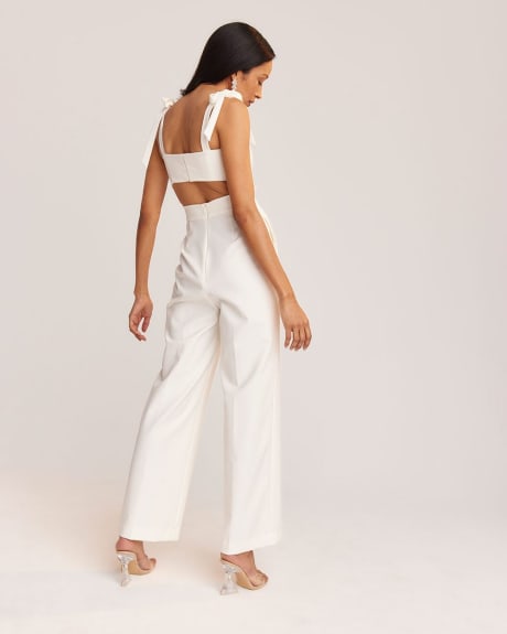 Bi-Stretch Cocktail Jumpsuit with Bow Straps