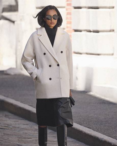 Melton Wool-Blend Double-Breasted Peacoat