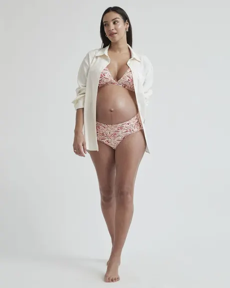 High-Waist Bikini Bottom with Shirring - Thyme Maternity