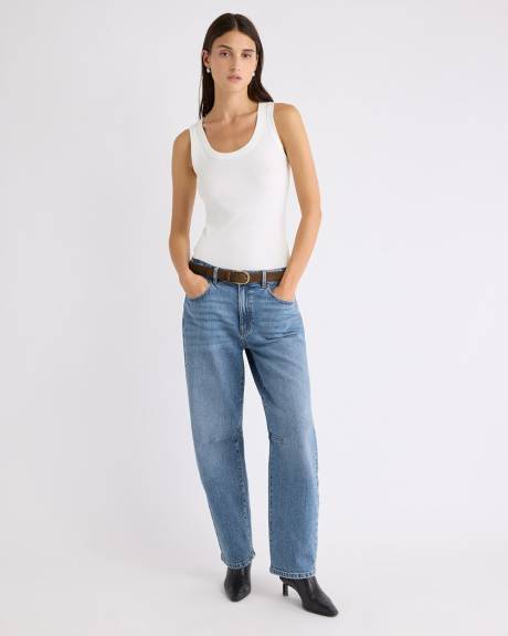 Camisole Côtelée à Col Dégagé et Bretelles Spaghetti