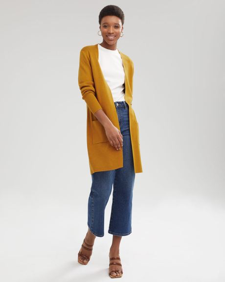Open Cardigan with Patch Pockets