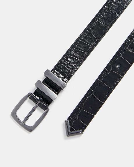 Black Imitation Snakeskin Belt