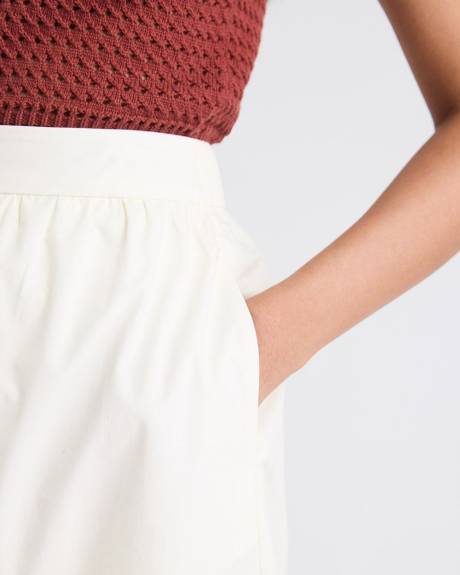 Jupe Midi &agrave; Coupe A &agrave; Taille Haute en Popeline