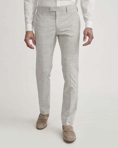 Slim Fit Grey and Beige Windowpane Suit Pant