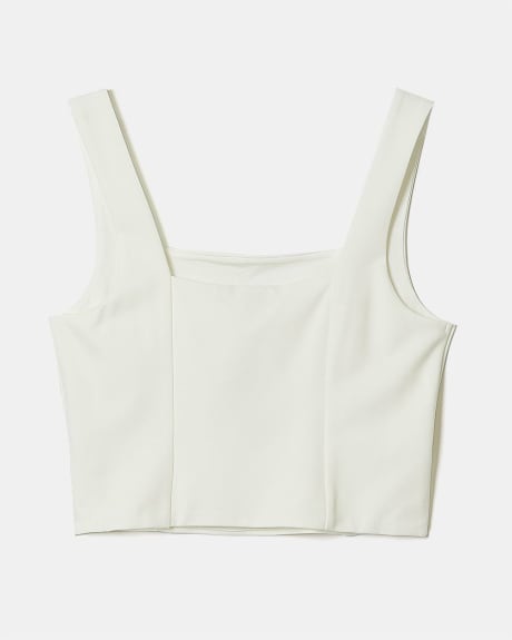 Square-Neck Cropped Bustier T-Shirt