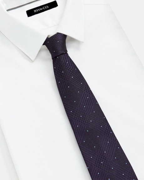 Wide Purple Tie with Blue Dots