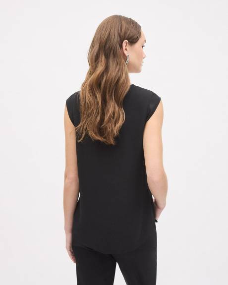 Blouse à Manches Très Courtes et Col Rond