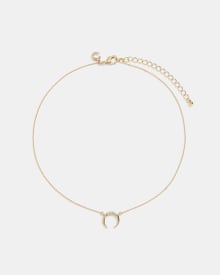 Gold Necklace with Small Crescent Pendant