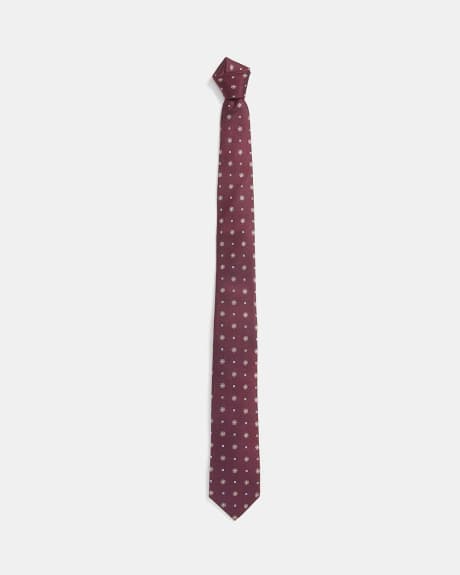 Cravate Bourgogne Régulière avec Micro Imprimé Géométrique