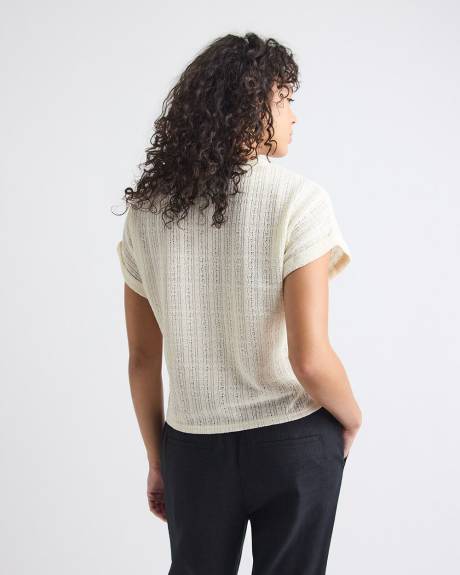 Haut Crochet&eacute; &agrave; Manches Tr&egrave;s Courtes et Col Rond